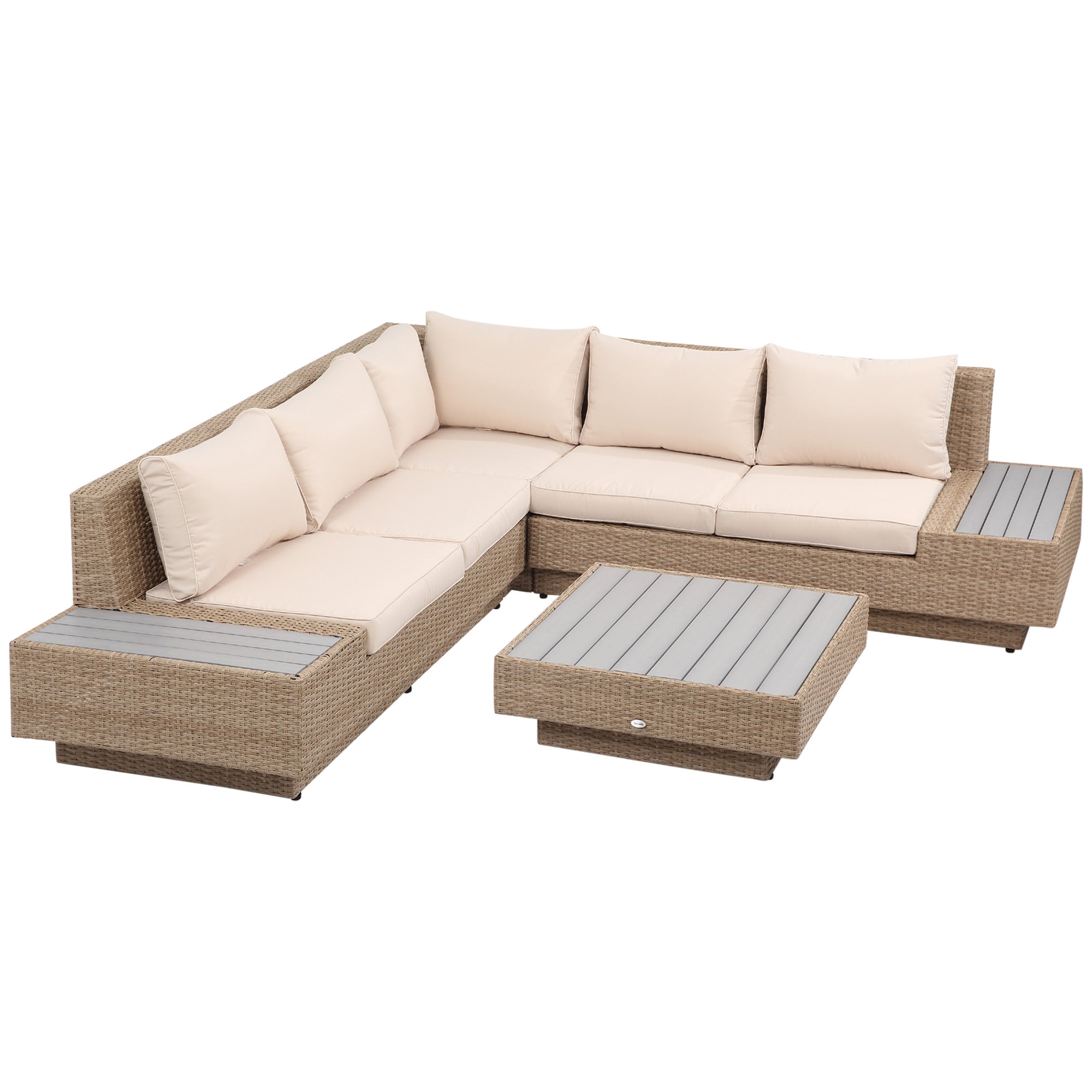 poly-rotan tuinmeubelen 4-delige loungeset zitgroep set met aflegvlakken