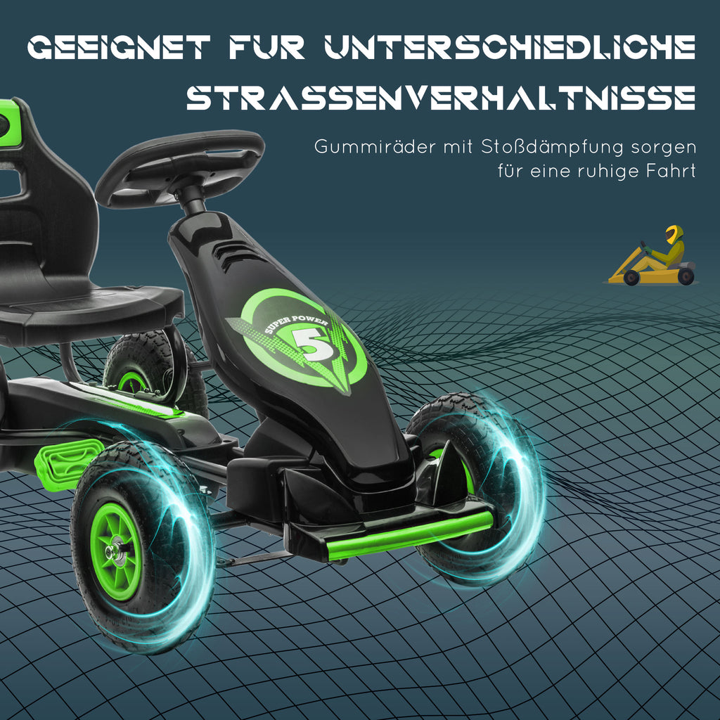 HOMCOM skelter, kindervoertuig met pedaal, pedaalauto, outdoor, groen+zwart