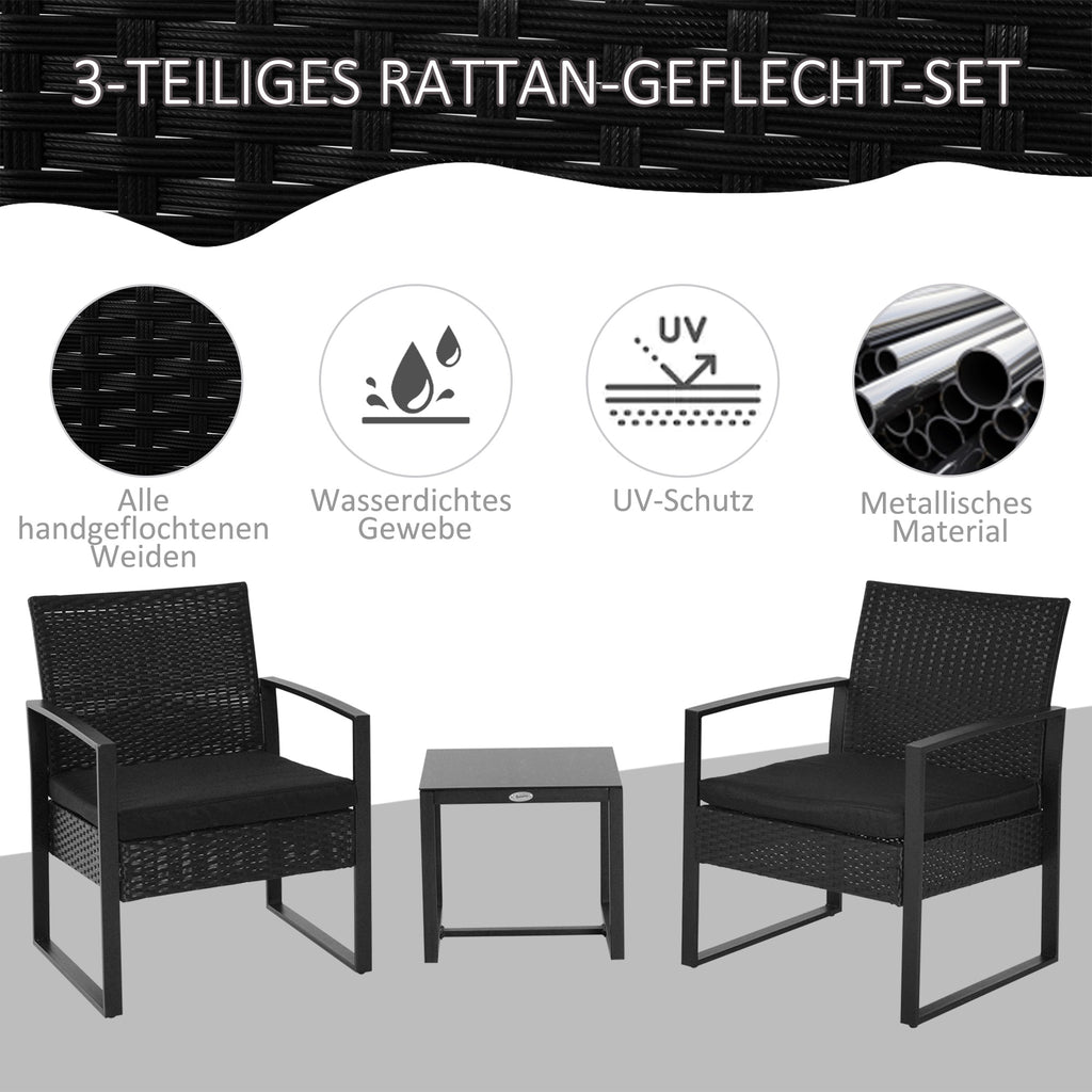 Poly-rotan zitgroep 5-delig Tuinset met kussens tuin zwart