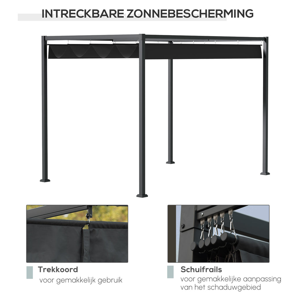 Outsunny Pergola Tuin 298x213x222 cm Polyester Zonnendak voor Tuin