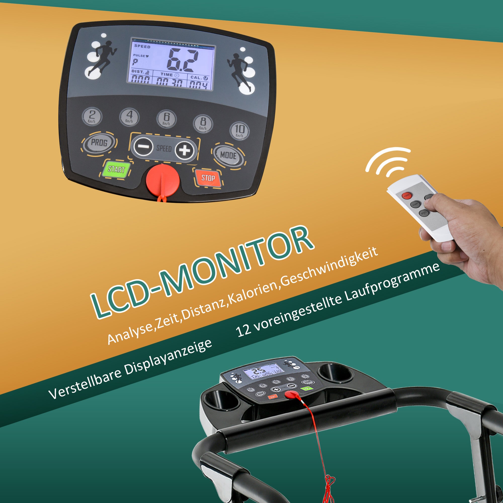 HOMCOM loopband opklapbaar elektrisch 500 W 1-12 km