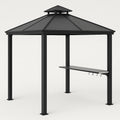 Sort metal havegrillskur med riste og kroge, 2,5 x 2,5 x 2,8 m