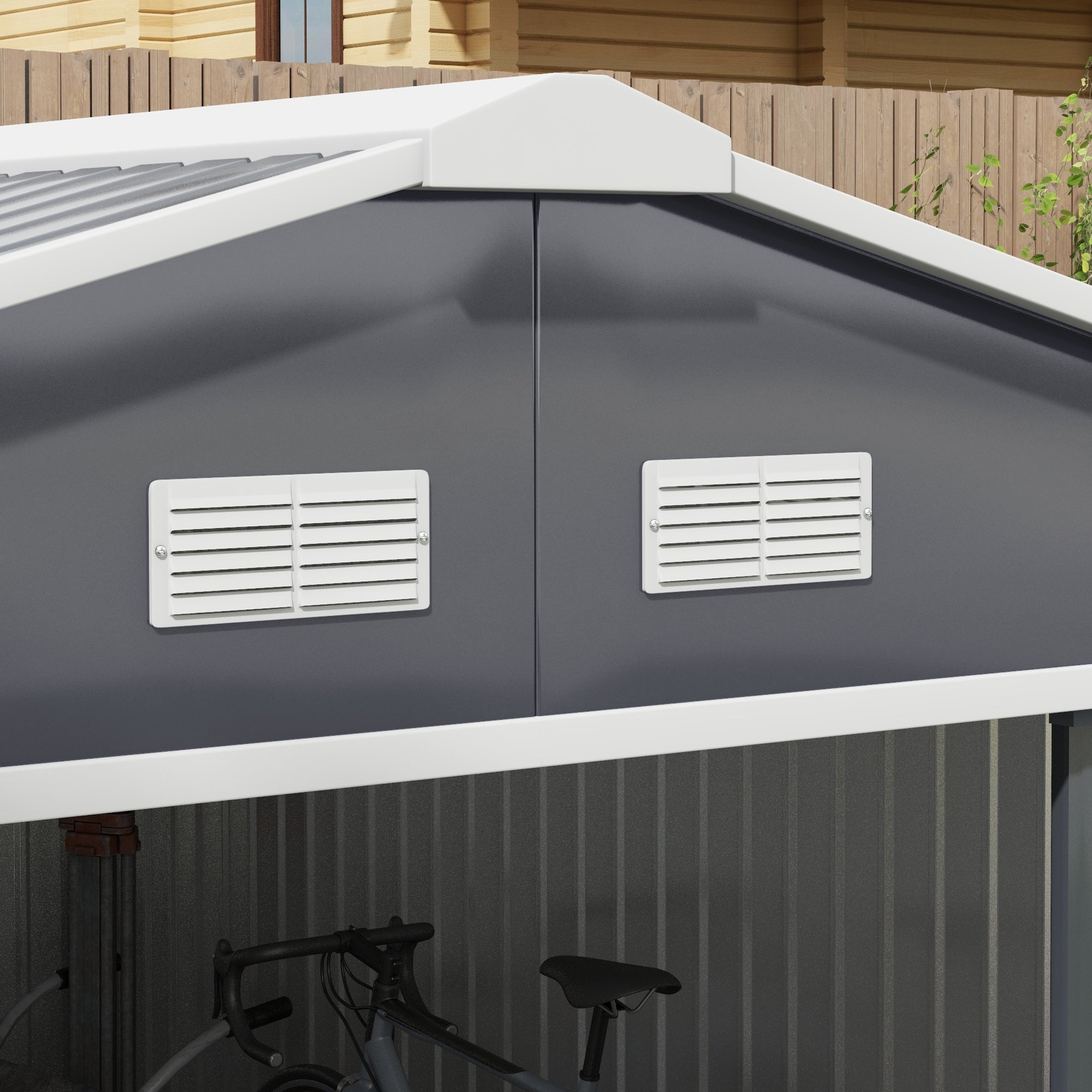 Outsunny Gereedschapsschuur met fundering 24,5 m³ gereedschapsschuur tuinhuisje stalen schuifdeur