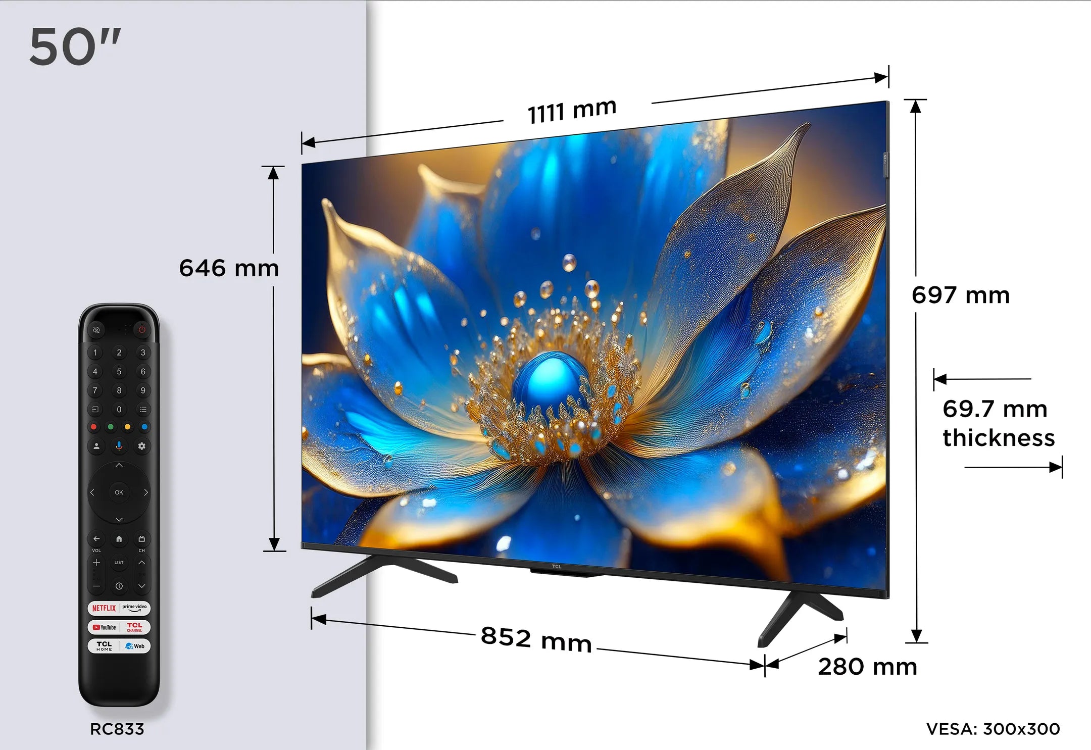 TCL QLED 4K TV 50P79K (2025) - 50 inch