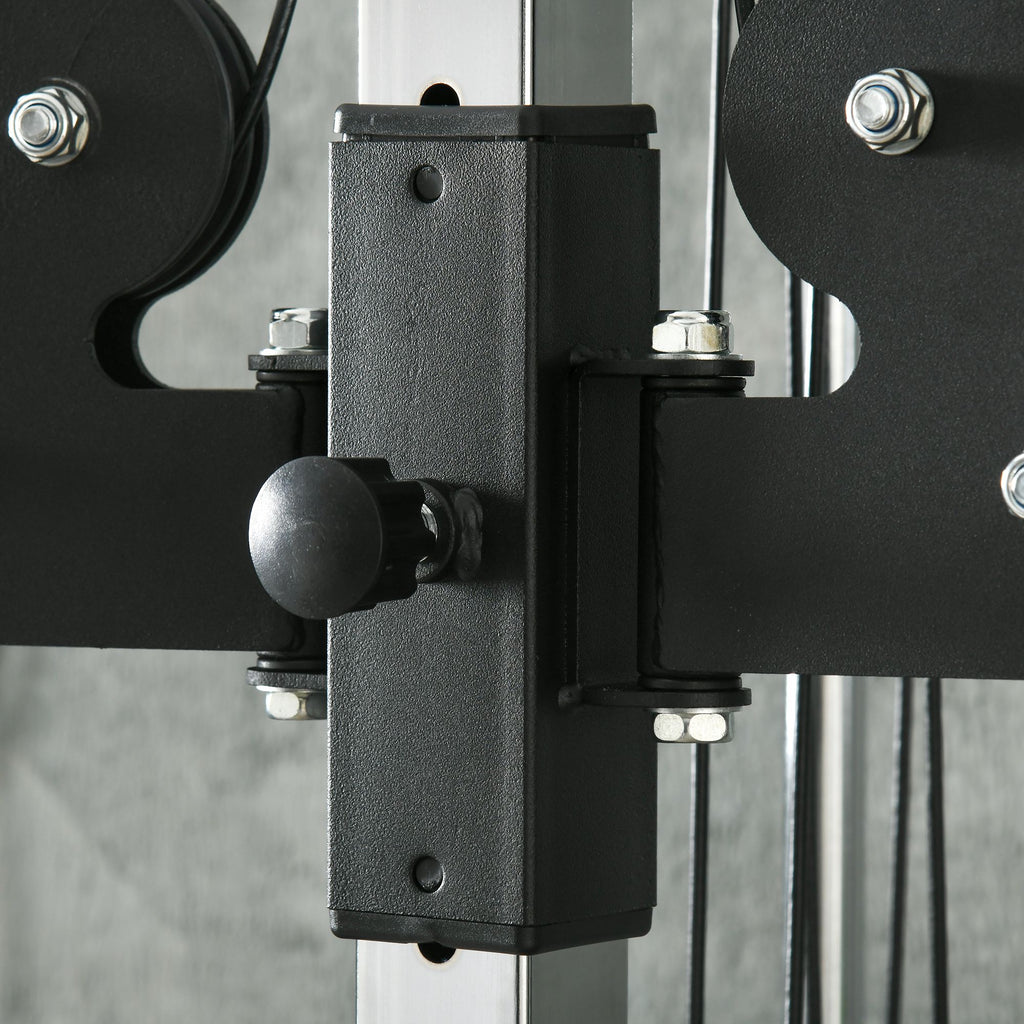 SPORTNOW Verstelbare Krachtstation 25-165 cm met Dual-Pulley-Systemen en Adapters 62 x 60 x 200 cm Zwart
