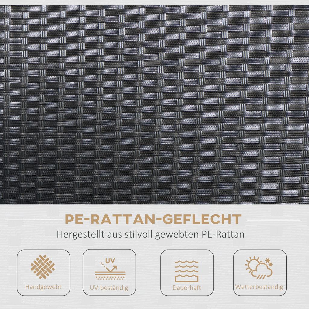 Outsunny poly-rotan zitset 4-delig Zitgroep tuinmeubel set lounge metaal zwart