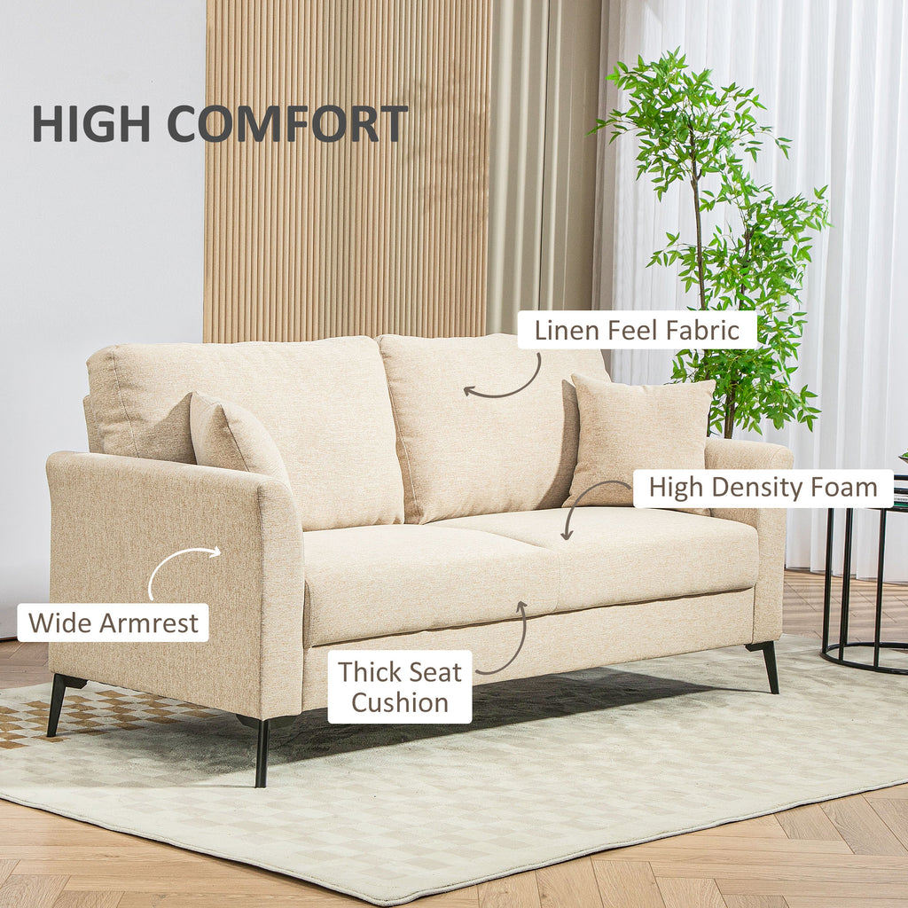 HOMCOM 2-zitsbank met veren, dikke bekleding, tot 360 kg, 179 x 80 x 89 cm, Beige