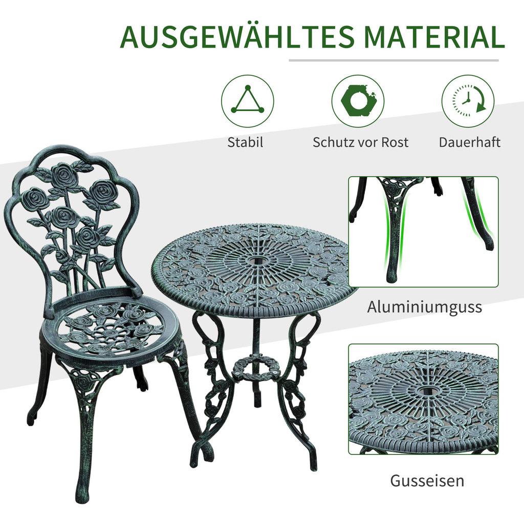 3-delige bistroset Balkonset tuinmeubelen balkon gegoten aluminium antiek groen