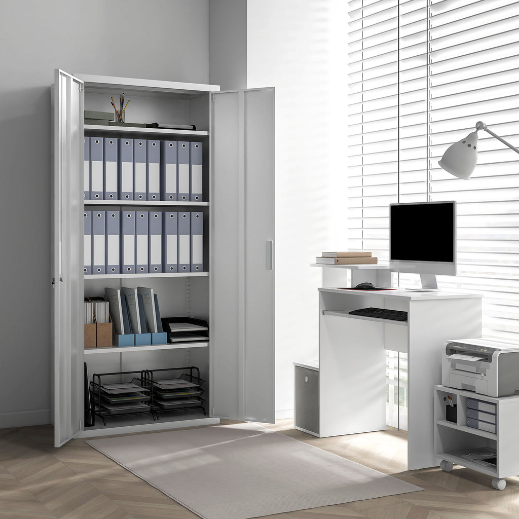 HOMCOM Archiefkast, Kantoorkast, 5 Schappen, Metaal, 80B x 40D x 180H cm, Wit