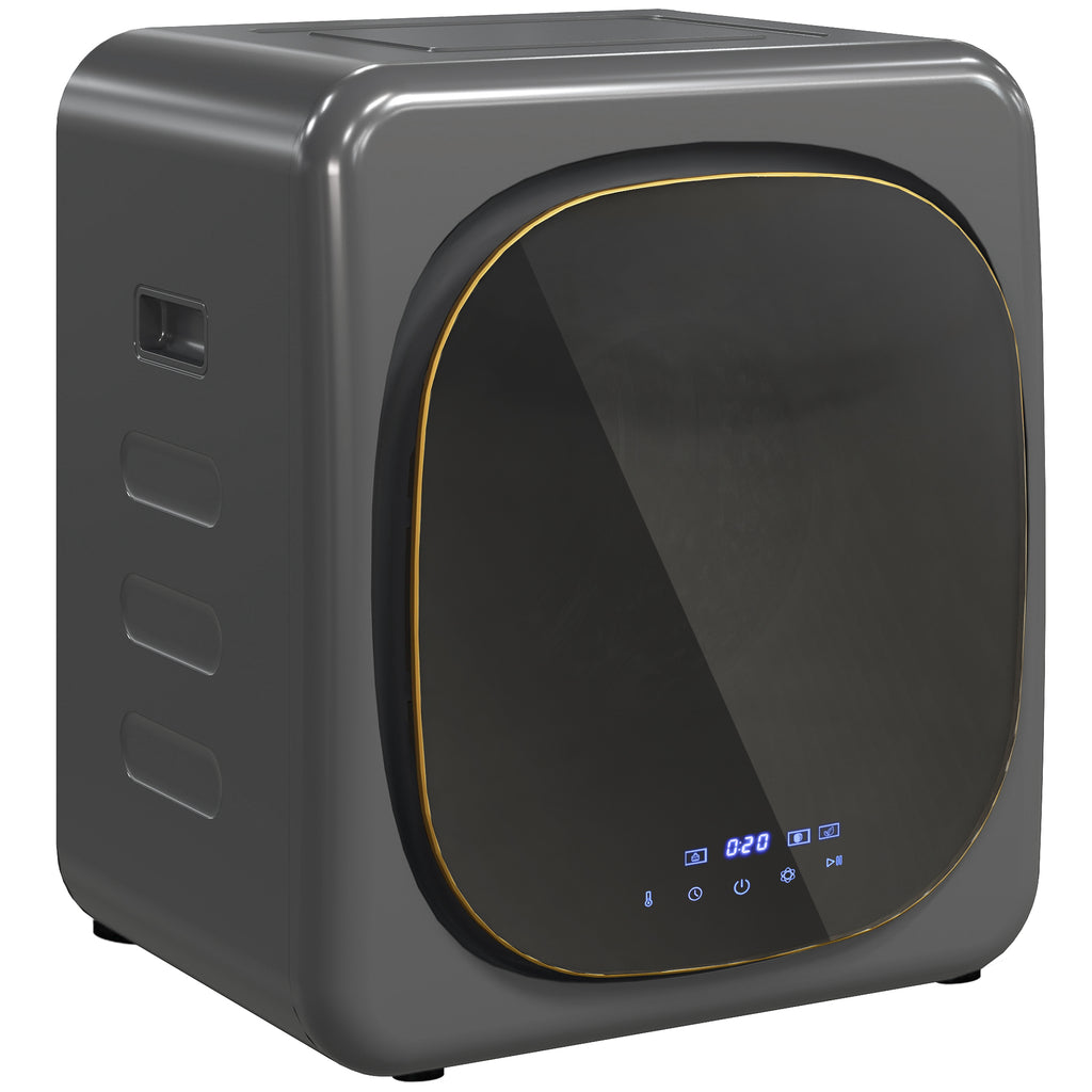 HOMCOM Wasdroger met UV-Desinfectie, Compact Ontwerp, 4 kg Capaciteit, Roestvrij Staal, Grijs