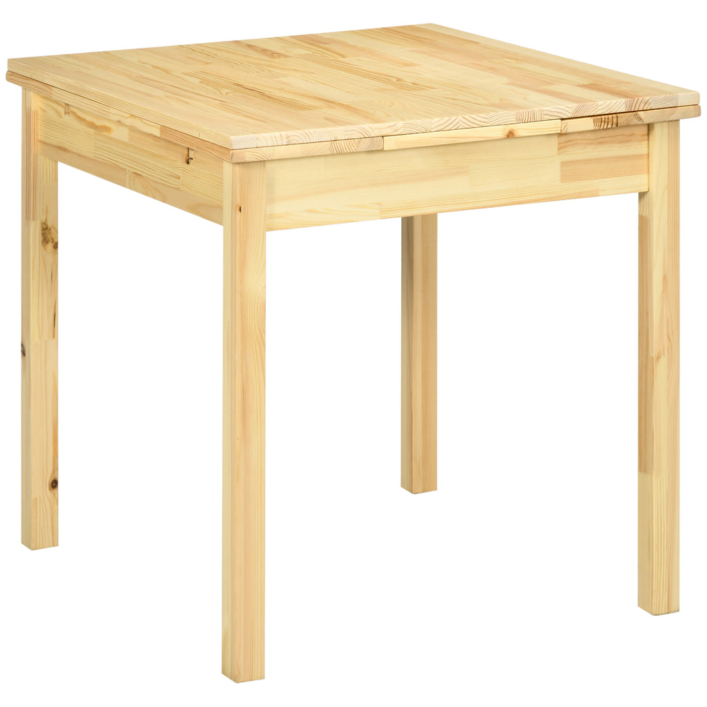 HOMCOM Massief houten eettafel, opklapbare tafel, uitbreidbaar, naturel