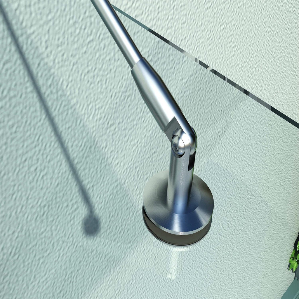 HOMCOM Glazen luifel voordak huisdeur roestvrije staal gehard glas 150X90 cm