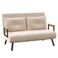 HOMCOM Slaapbank 2-zitsbank Fluweelbank, Slaapfunctie, incl. 2 kussens, Fluweel Optiek, Natuur + Beige + Zwart