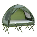 Outsunny Campingbedje met Matras Hoge Slaap Draagbaar, Groen