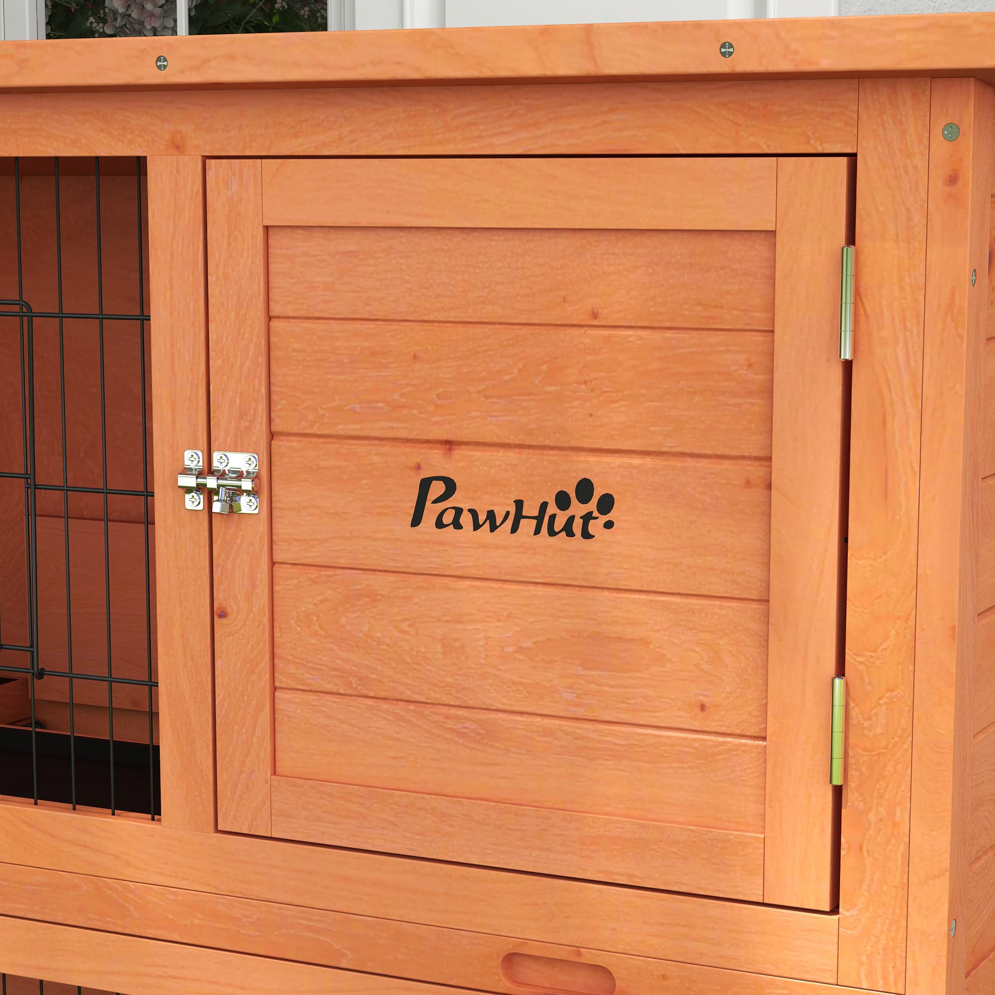PawHut Kleindierstal Kleindierhuis Knaagdierhuis, weerbestendig, 2 Bakken, 123 x 63 x 112 cm, Oranje