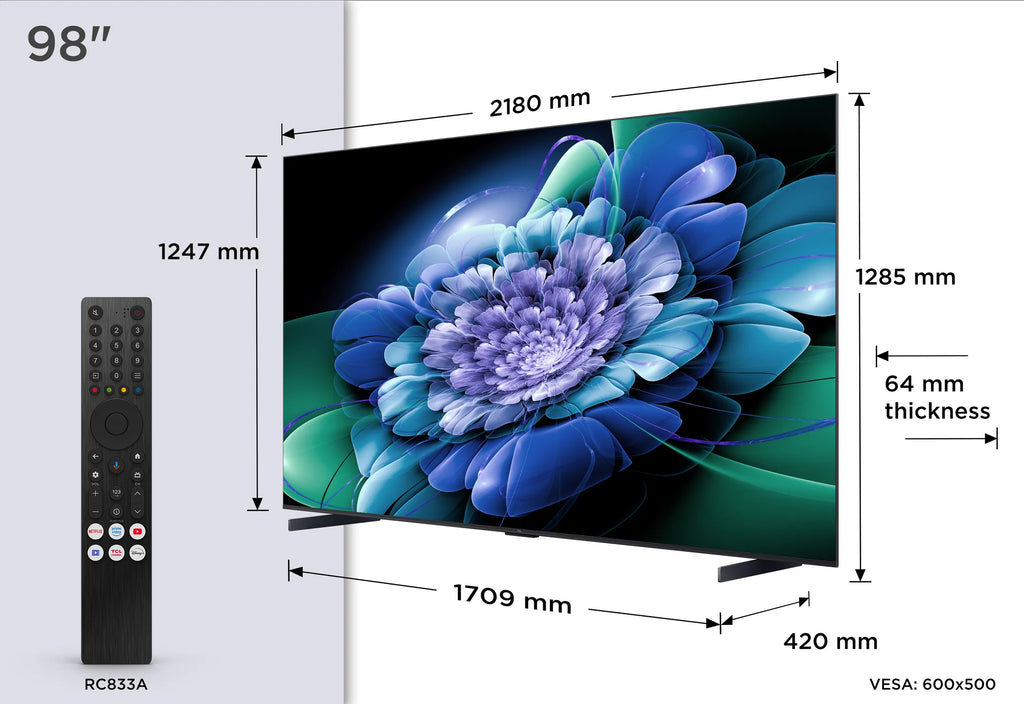 TCL QD-Mini LED 4K TV 98C69K (2025) - 98 inch