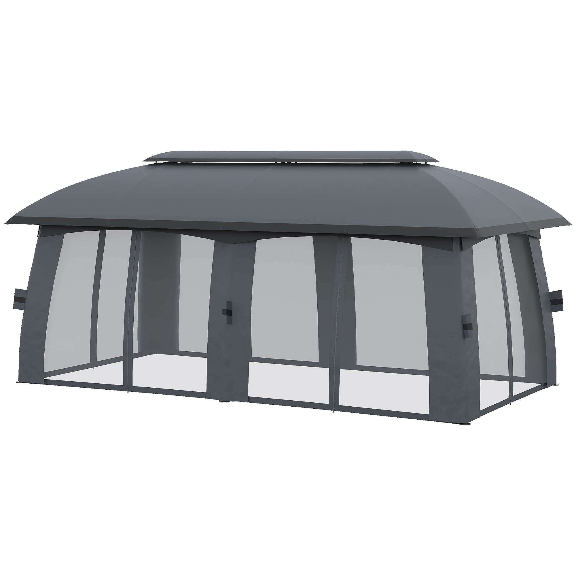 Outsunny Waterdichte Tuinpaviljoen 3x6m voor Tuin, Ideaal voor Feesten en Vriendschap, Donkergrijs