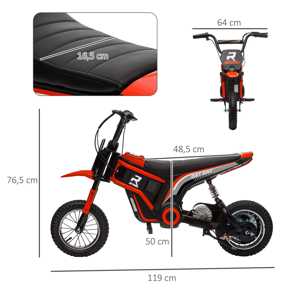 HOMCOM Elektrische Kindermotorfiets, 24V met Toeter en Verlichting, Draaigashendel, 8-16 km/u, 8-12 Jaar, Rood