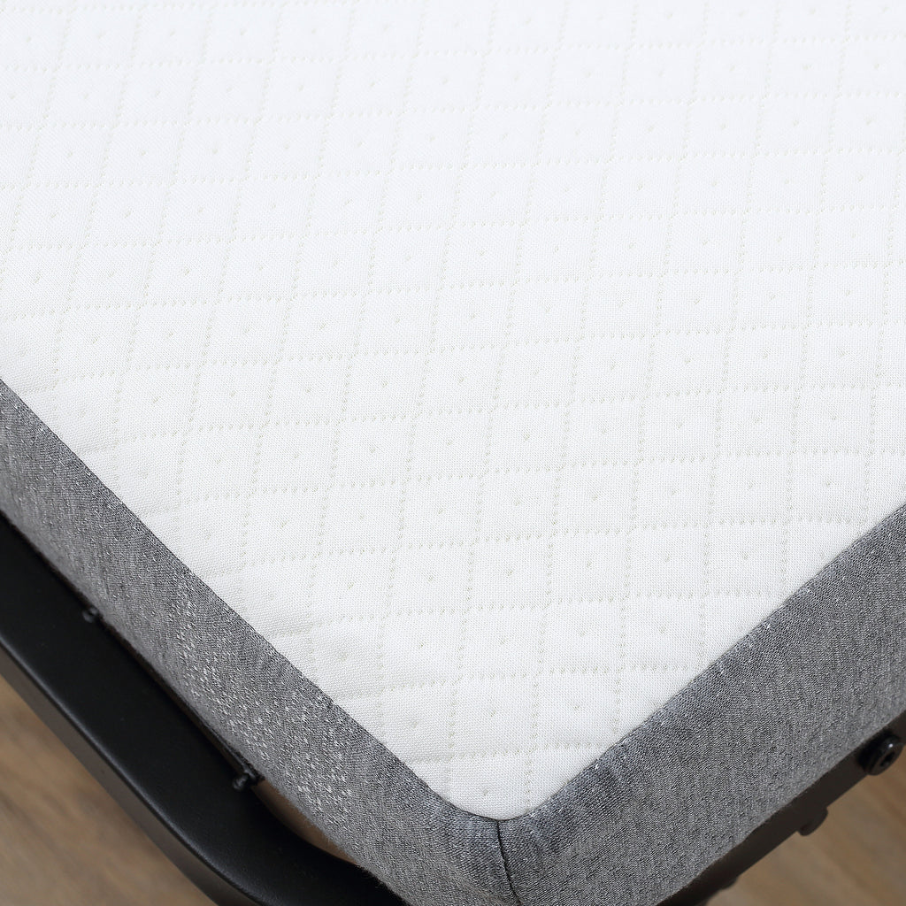HOMCOM Opklapbaar bed 1 persoons met wielen verstelbaar, tot 150 kg, wit + zwart, 200 x 75 x 42,5 cm | Aosom.nl