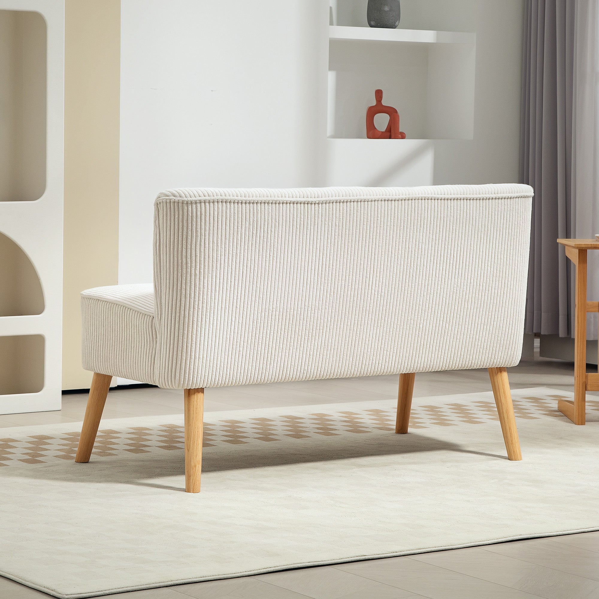 HOMCOM Tweezitsbank, Zachte Bekleding, Onderhoudsvriendelijk, Tot 150 kg Belastbaar, 117 x 56,5 x 77 cm, Crème Wit