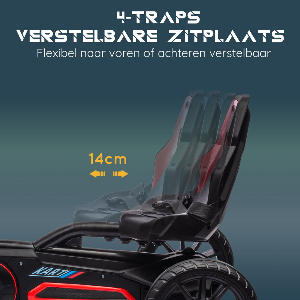 HOMCOM Go-Kart Pedal Go-Kart met Achteruit- en Vooruitversnelling, voor Kinderen van 3 tot 8 Jaar, Rood+Zwart
