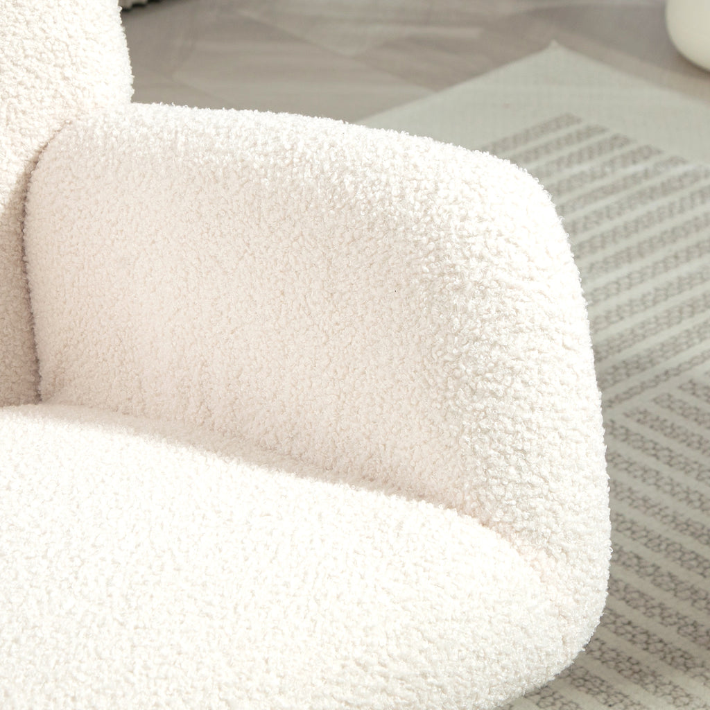 HOMCOM Schommelstoel, Knusse Bekleding, Dikke Polstering, Antislip, Crèmewit