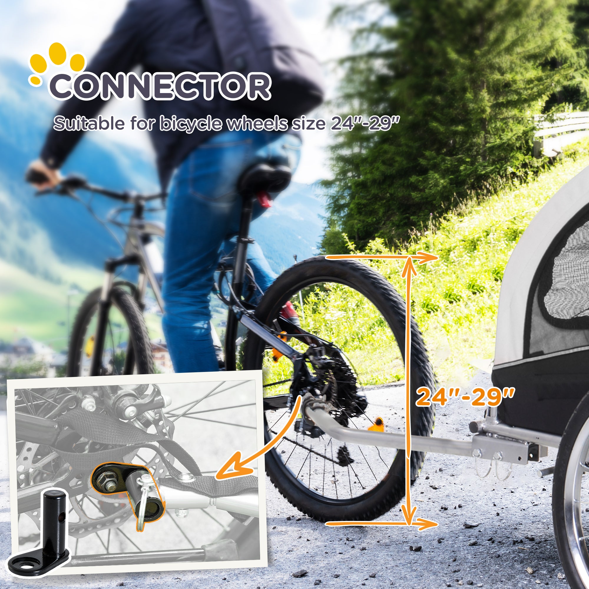PawHut 2 in 1 hondenaanhanger fietskar jogger vlag regenhoes voor honden Wit
