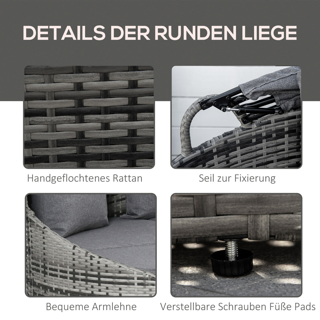Outsunny rotan zonne-eiland 4-delig 230 cm x 145 cm x 80 cm