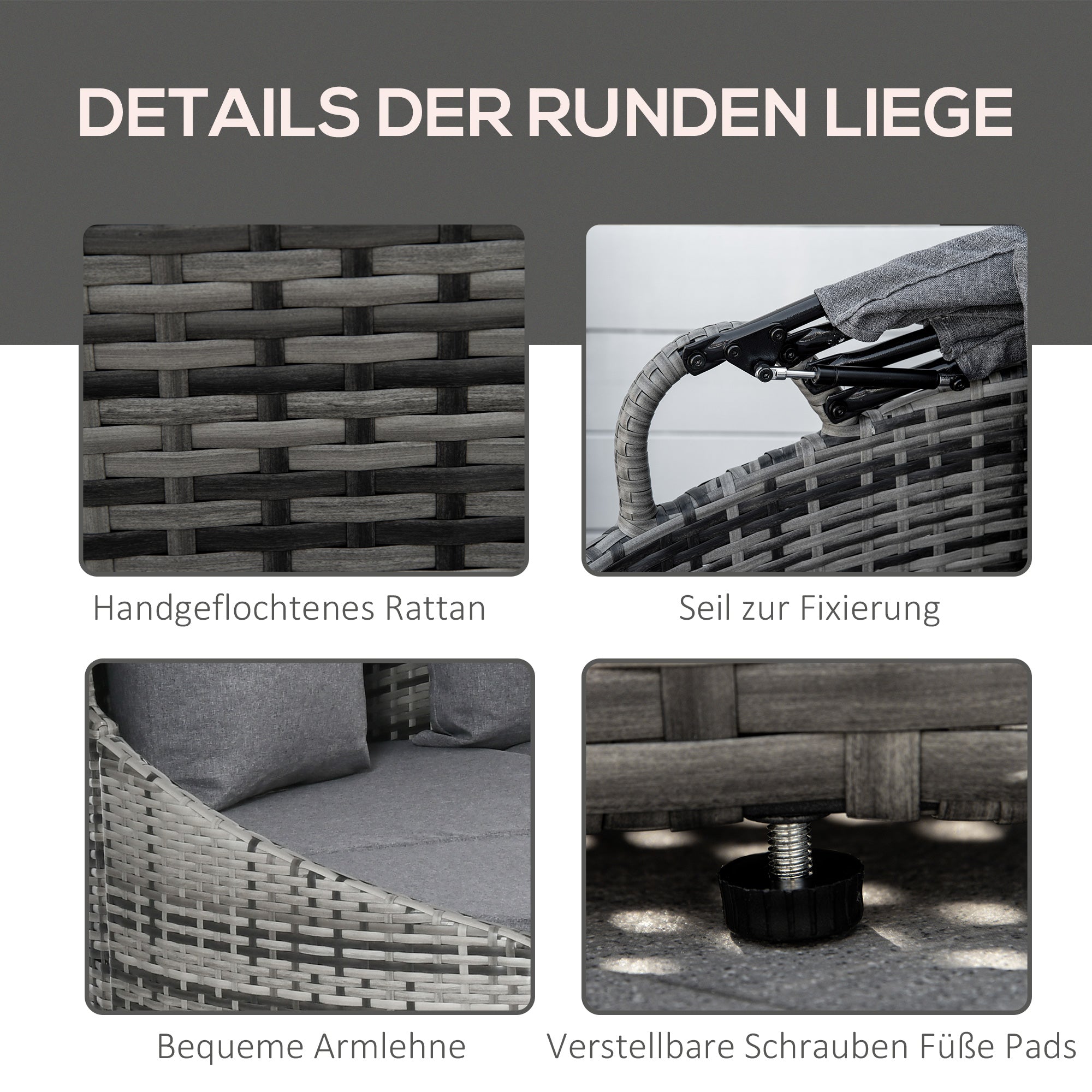 Outsunny rotan zonne-eiland 4-delig 230 cm x 145 cm x 80 cm