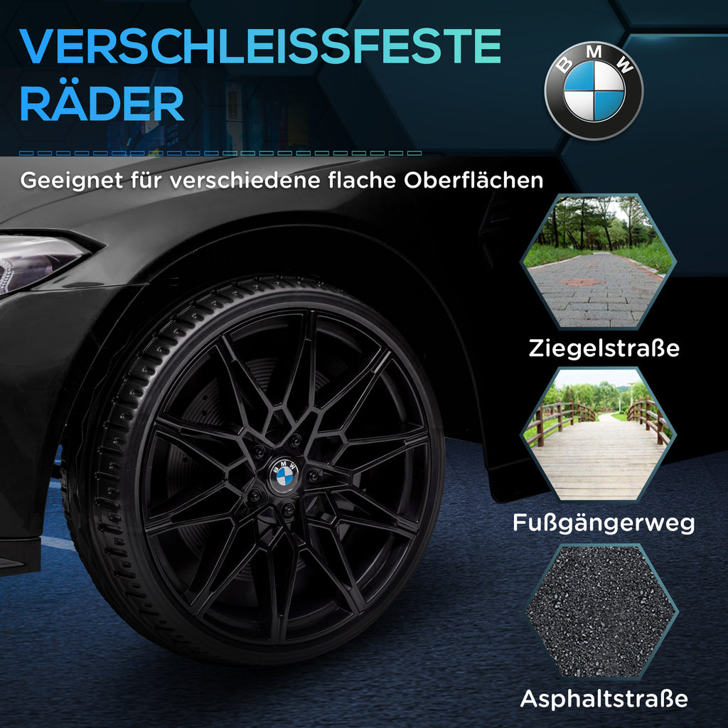 AIYAPLAY Elektrische Kinderauto BMW M4 met Geluid & Licht, 3-5 km/u, Incl. Afstandsbediening, voor 3-5 Jaar, Zwart