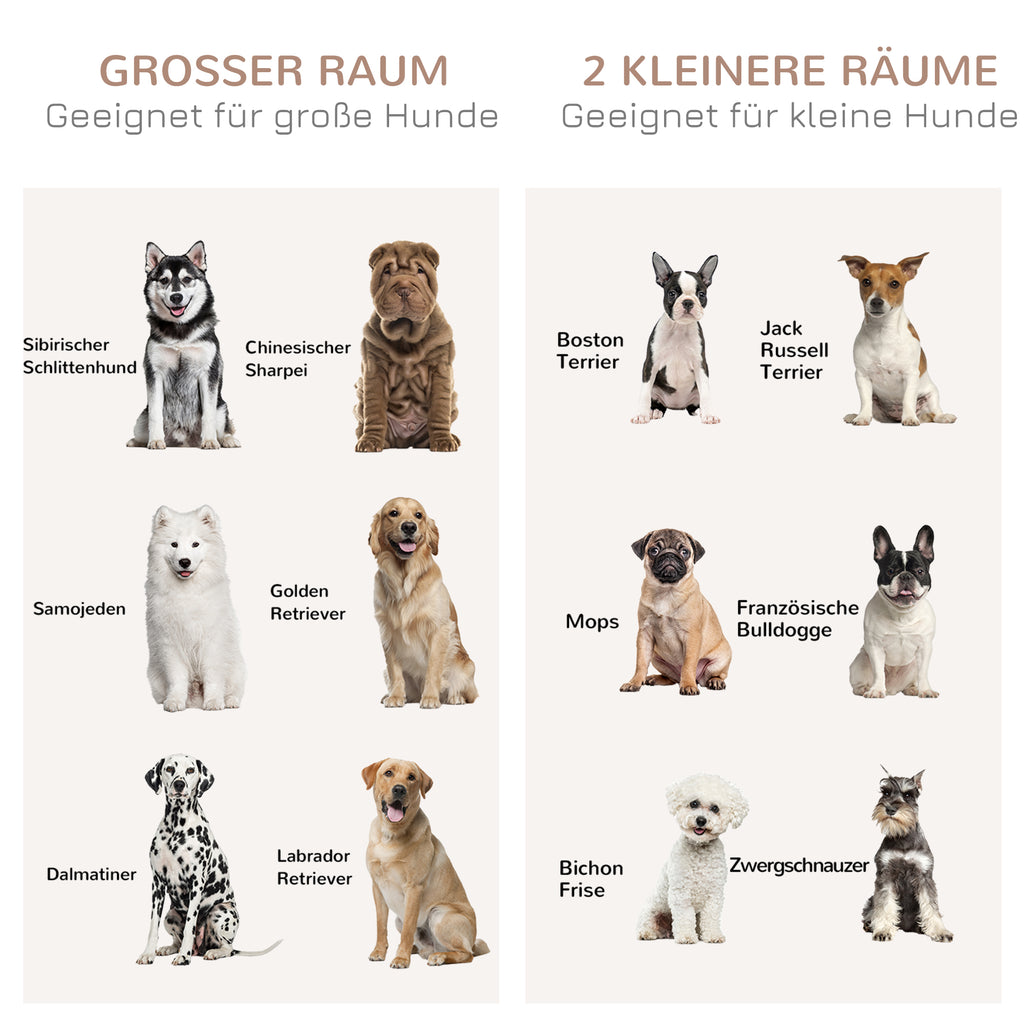 PawHut Hondenkooi met 2 Deuren, Hondenbox, Transportbox voor Honden, Rustiek Ontwerp, Vergrendelbaar, Wit