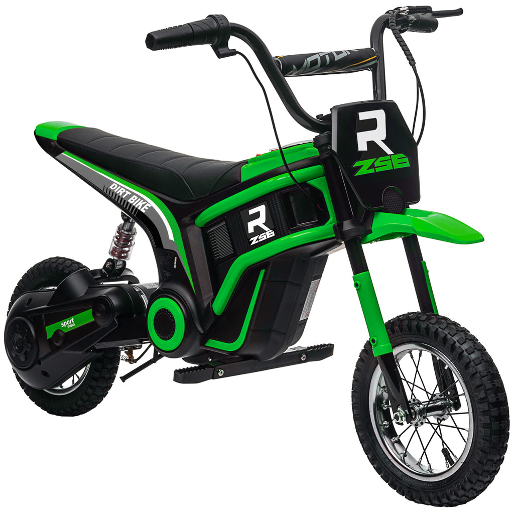 HOMCOM Elektrische Kindermotor, 24V motor, instelbare snelheid, muziek & lichten, Groen