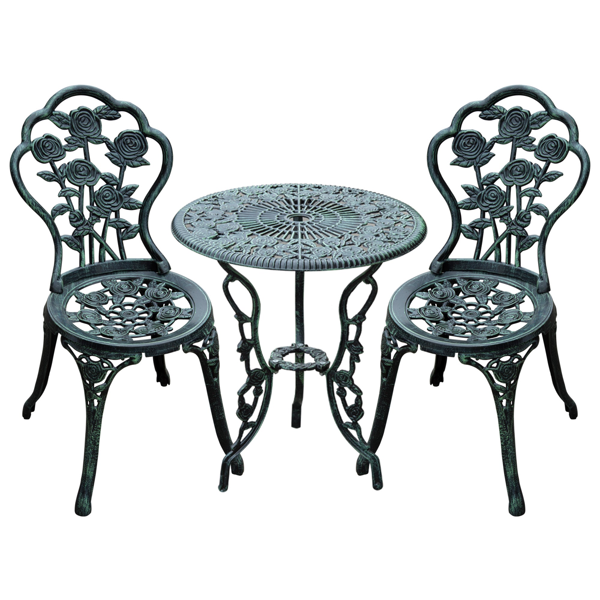 3-delige bistroset Balkonset tuinmeubelen balkon gegoten aluminium antiek groen
