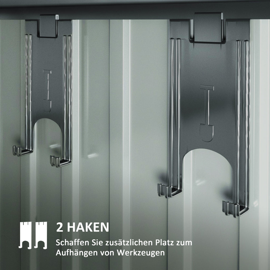 Outsunny Tuinschuur, Gereedschapsschuur met Vensters, Ventilatieopeningen, Schuifdeur, Waterdicht Staal, Weerbestendig, Donkergrijs