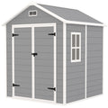Outsunny Tuinschuur, Gereedschapsschuur met Bodem, Afsluitbare Deuren, Ventilatieopeningen, Venster, Houtlook, Kunststof, Grijs