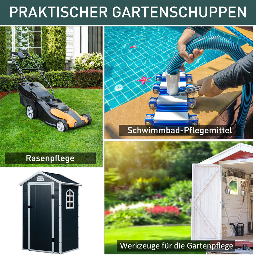 Outsunny Gereedschapsschuur tuinhuis met raam puntdak outdoor metaal grijs