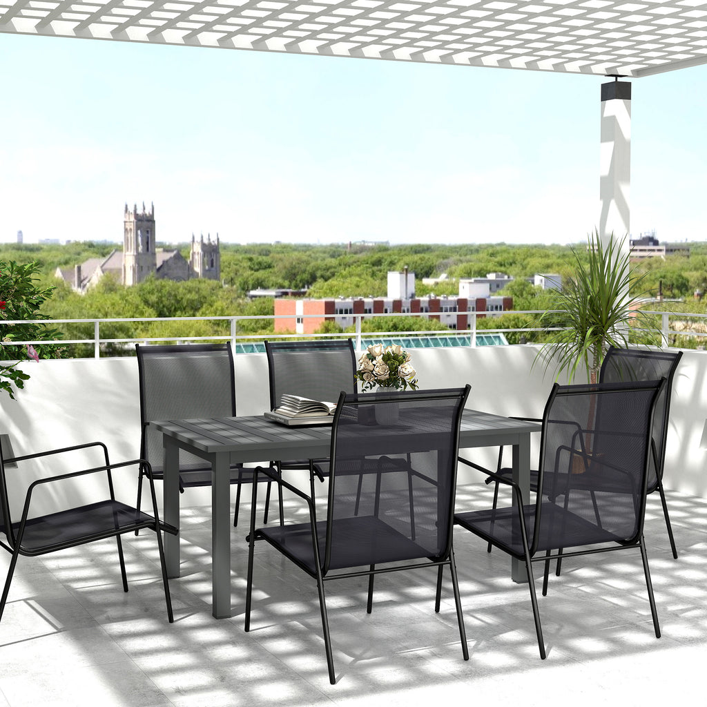 Outsunny Uitschuifbare Tuintafel Aluminium 160/220x90 cm Weerbestendig, Antislip Buffettafel Grijs