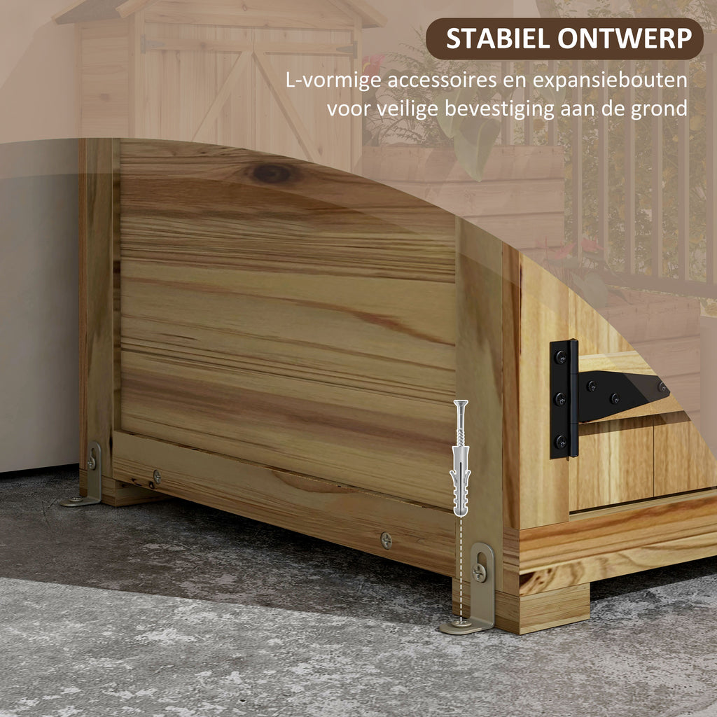 Outsunny Tuinhuis Tuinschuur Tuinkast, weerbestendig, vintage design, 102 cm x 54 cm x 177 cm, Natuur