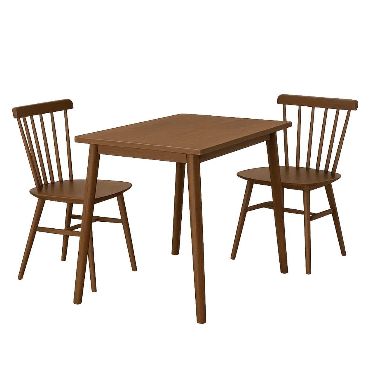 Spisest med 2 sder, tr, brunt, rektangulrt bord med stole, 80x40x75 cm, til spisestue eller kkken - Vi5zgGd4xGgE