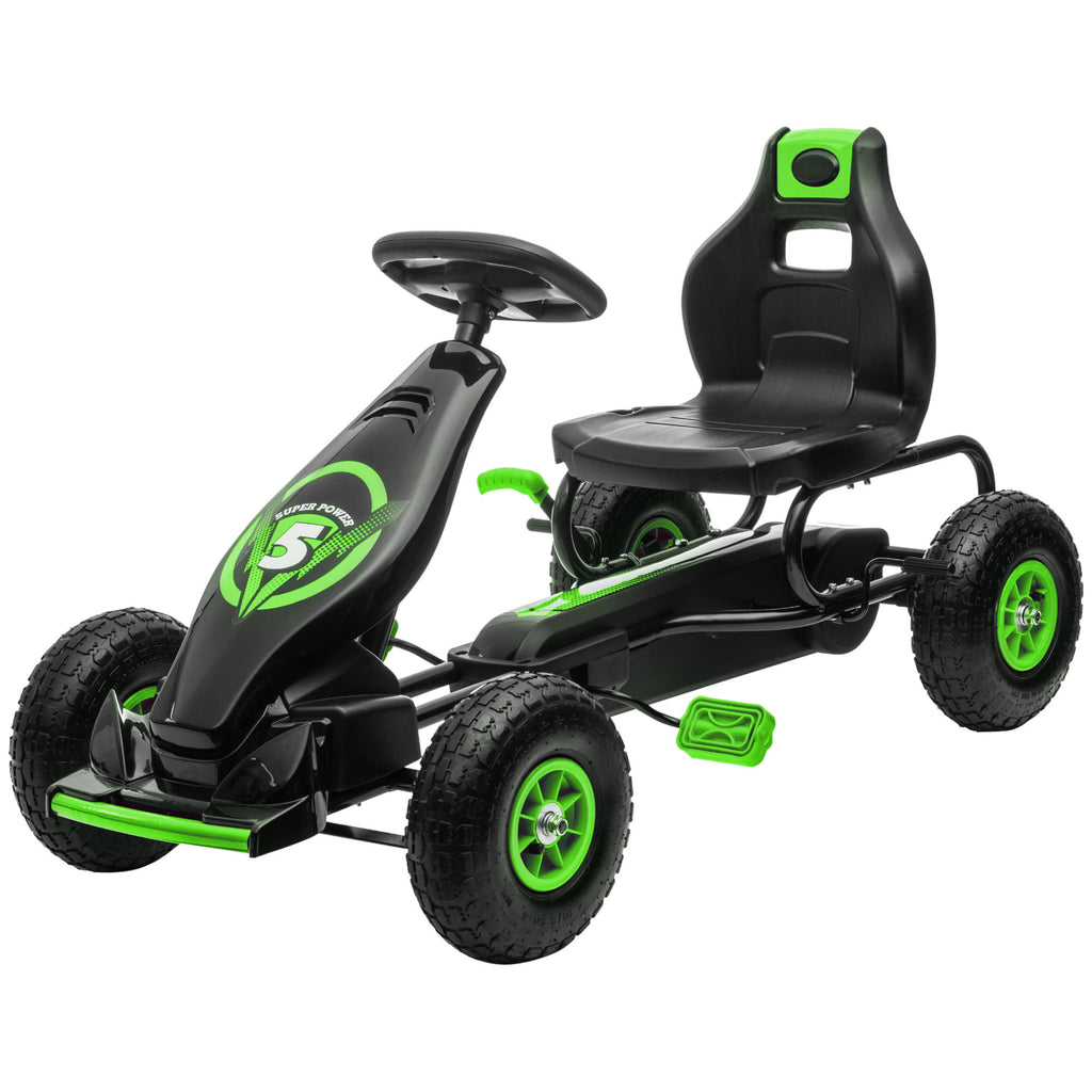 HOMCOM skelter, kindervoertuig met pedaal, pedaalauto, outdoor, groen+zwart