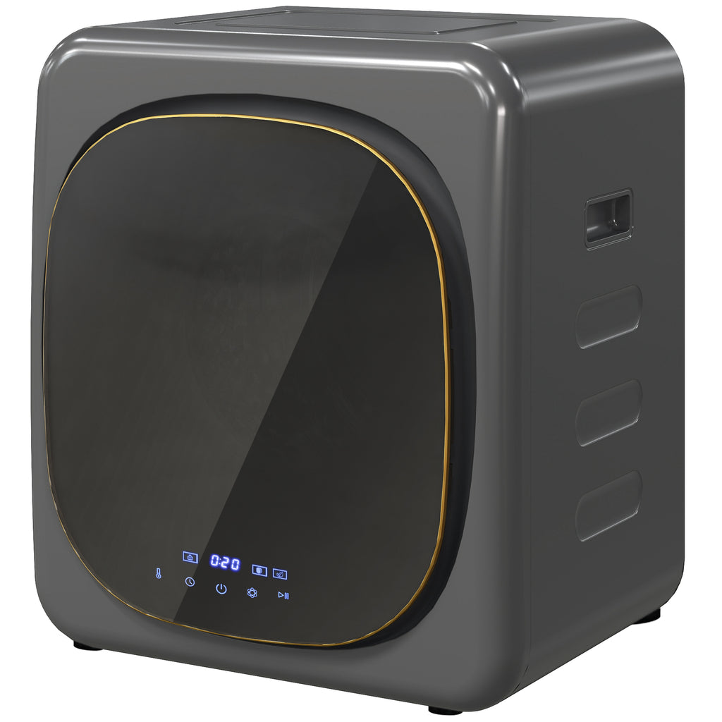 HOMCOM Wasdroger met UV-Desinfectie, Compact Ontwerp, 4 kg Capaciteit, Roestvrij Staal, Grijs