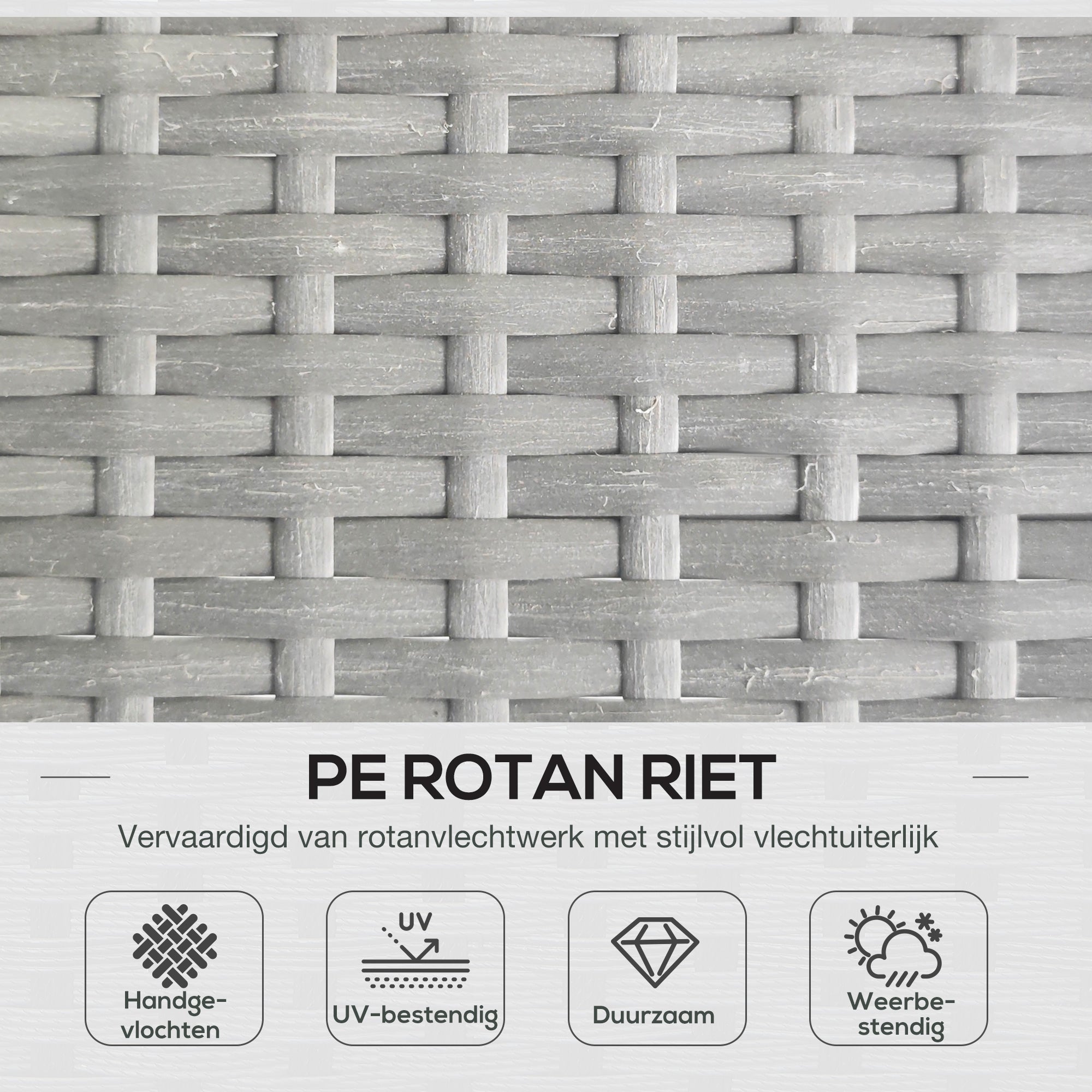 Outsunny Tuin Hoekbank Rattan 2 Zits voor Tuin & Terras, Lichtgrijs