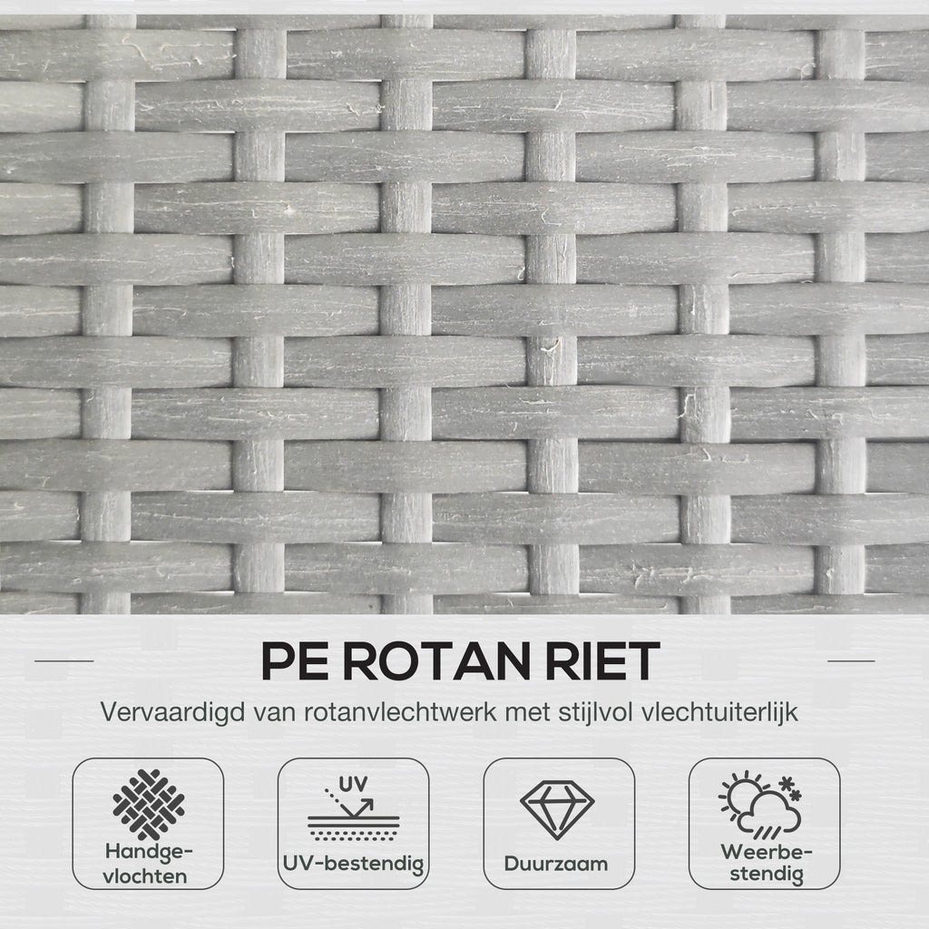 Outsunny Tuin Hoekbank Rattan 2 Zits voor Tuin & Terras, Lichtgrijs