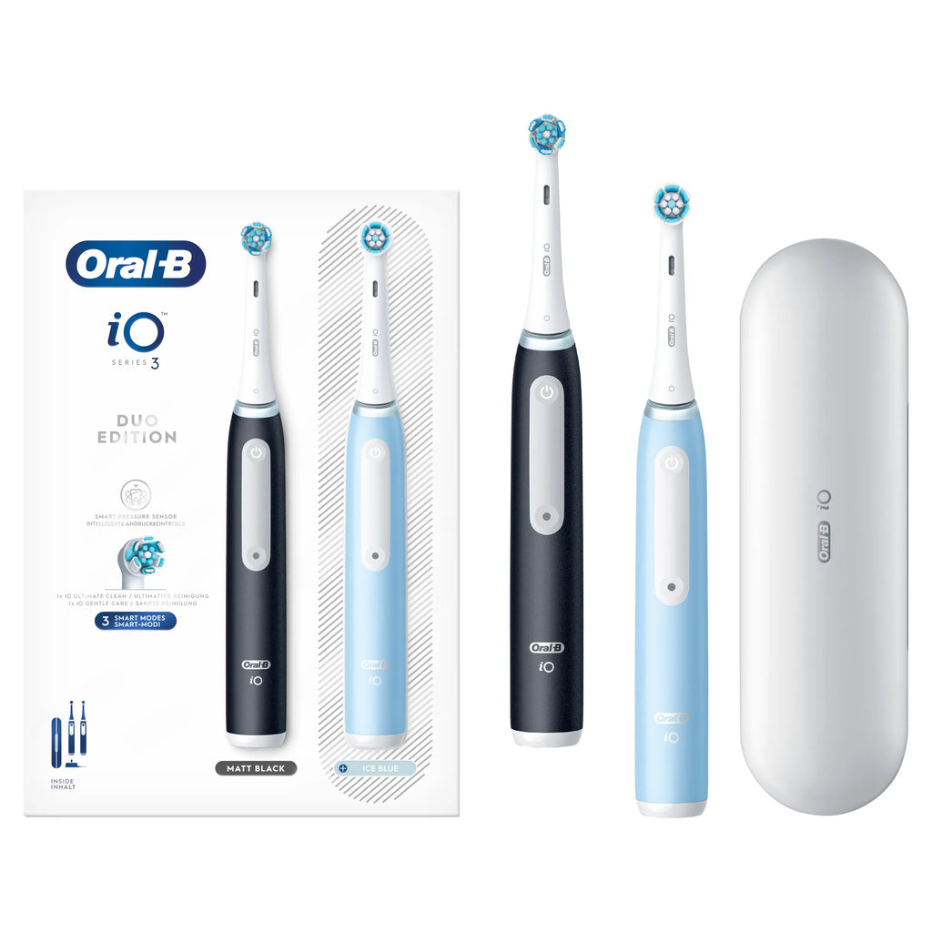 Oral-B Elektrische tandenborstel iO3 Duo Matt Zwart/Ice Blauw + Reisetui