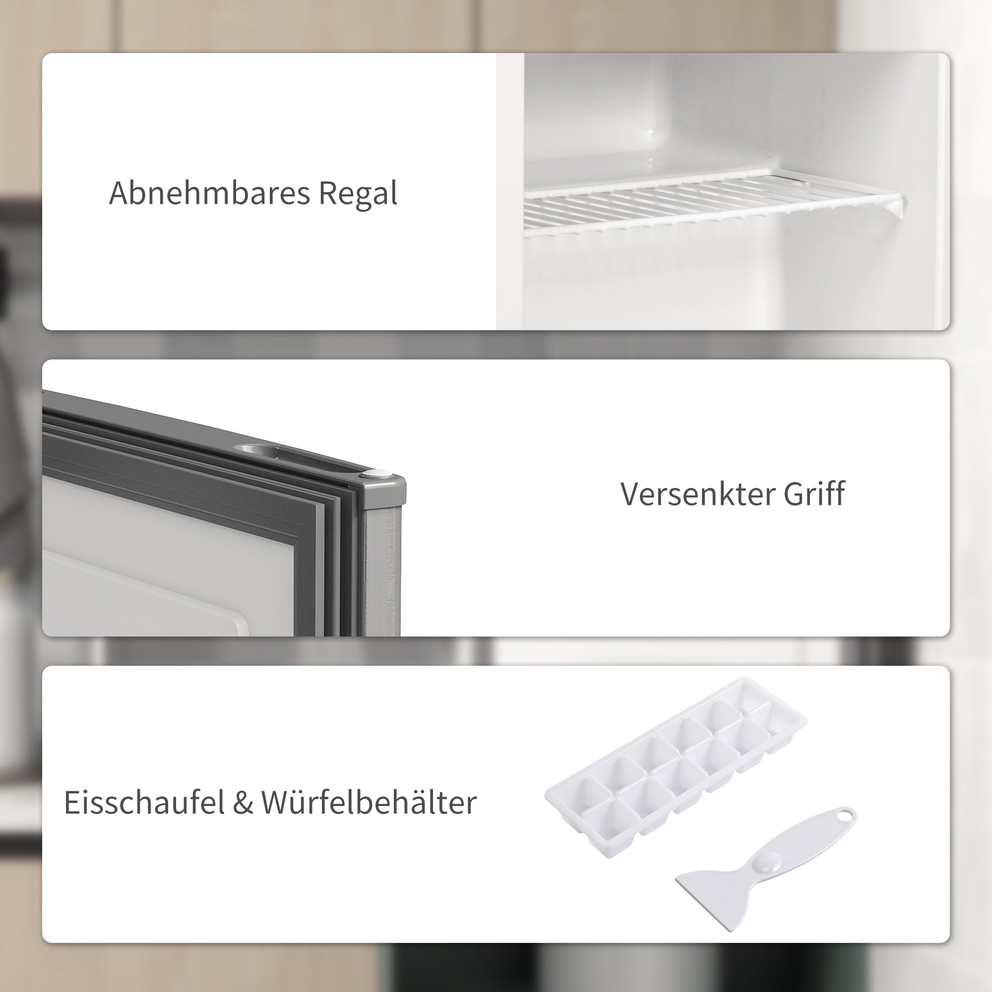 HOMCOM Mini-Vriezer 35 L, Electrische Vriesbox, Vrijstaand 161W, Mini Diepvrieskist 47 x 44,2 x 48,8 cm, Grijs