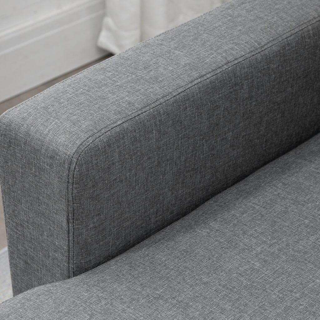 HOMCOM hoekbank met slaapfunctie opbergruimte hoekbank met bedstee chaise longue slaapbank stoffen bank L-vorm linnen touch lichtgrijs 211,5 x 146 x 85 cm