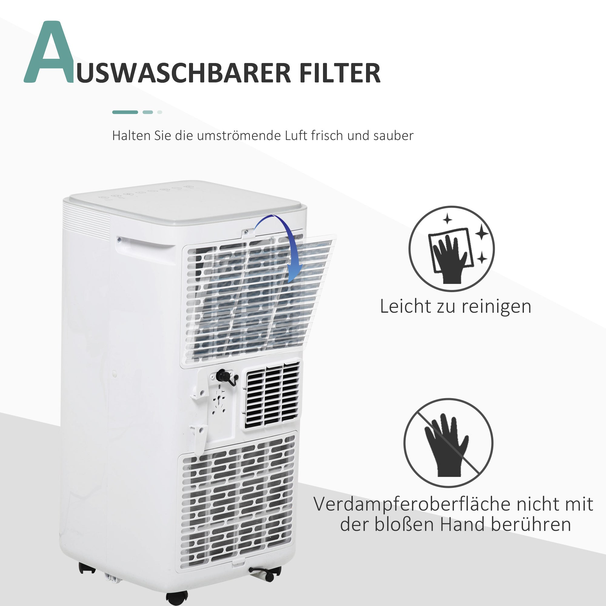 HOMCOM Mobiele airconditioner airconditioner 4 modi afstandsbediening 24u timer ABS wit