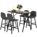 5-delige Bargarnituur, Tafel en 4 Stoelen, Knoopafwerking, Dikke Bekleding, Linnenlook, Donkergrijs