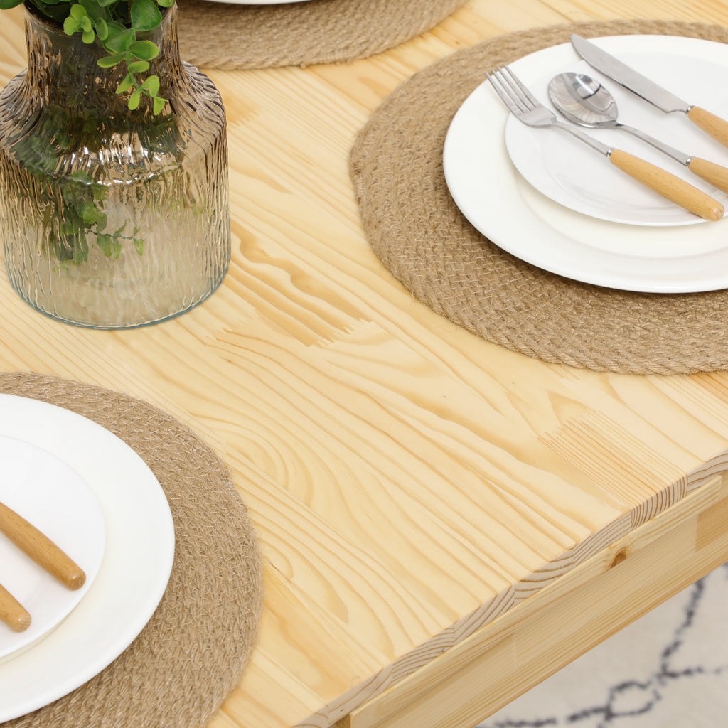 HOMCOM Massief houten eettafel, opklapbare tafel, uitbreidbaar, naturel