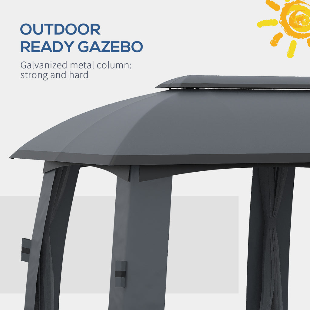 Outsunny Waterdichte Tuinpaviljoen 3x6m voor Tuin, Ideaal voor Feesten en Vriendschap, Donkergrijs